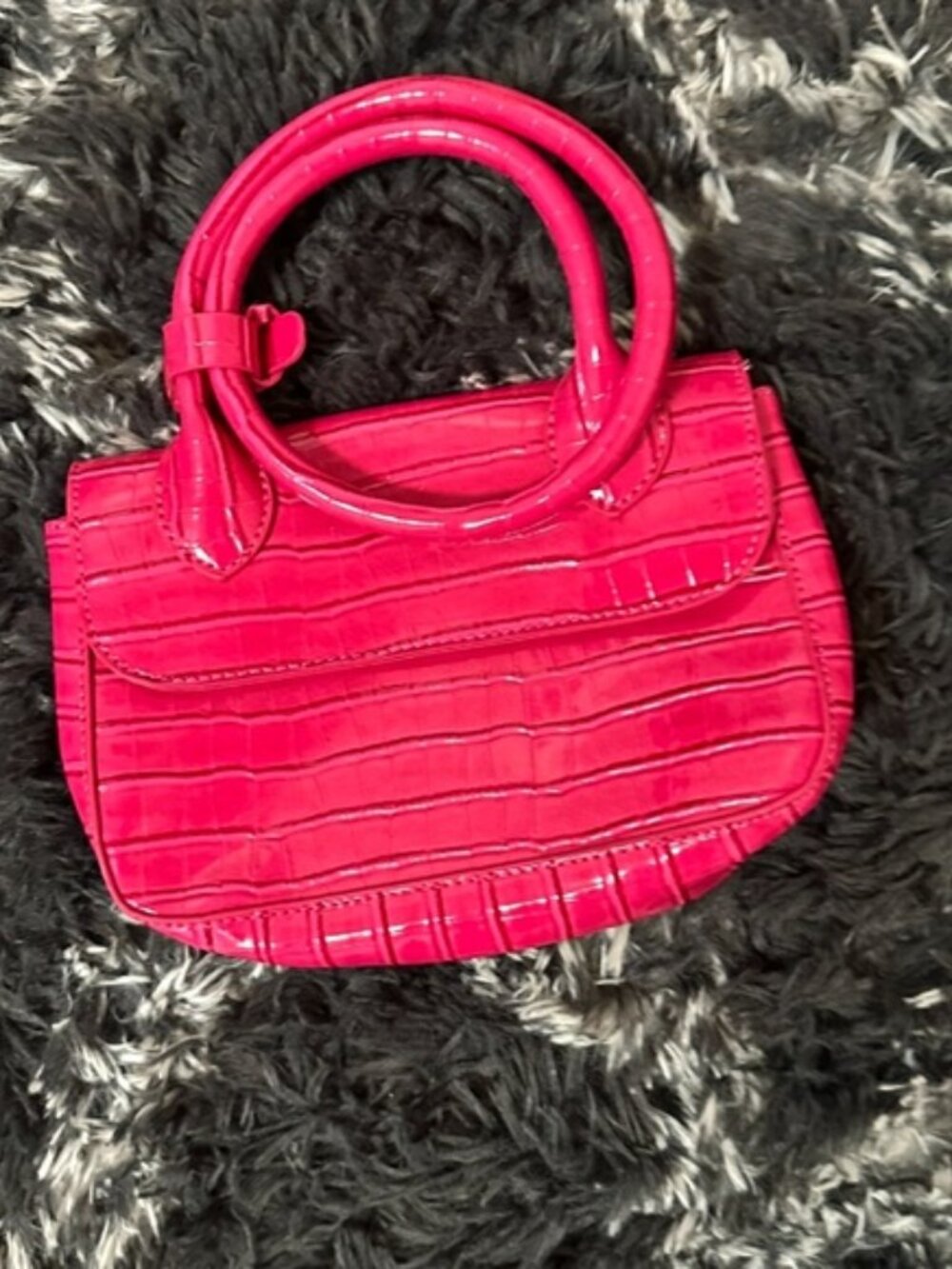 Pink Crocodile-Embossed Women's Handbag